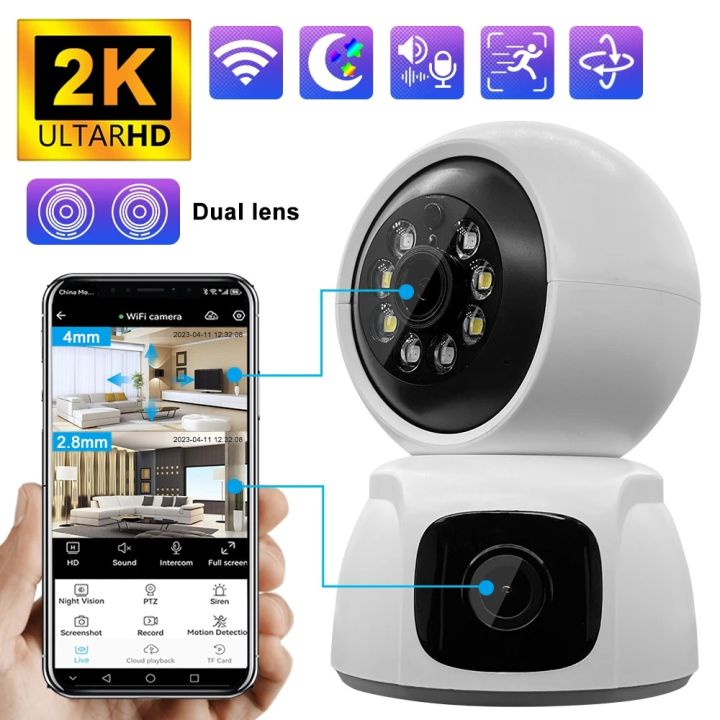 4MP Dual Lens PTZ Wifi Camera Dual Screen Baby Monitor Auto Tracking Ai Human Detection Home Secuiryt CCTV Video Surveillance