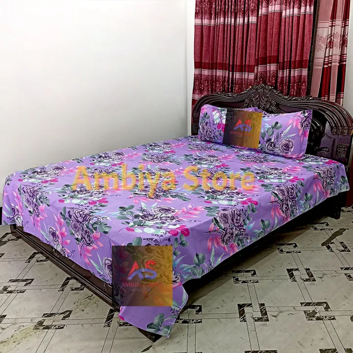 Cotton%20King%20Size%20Bedsheet%20With%20Two%20Pillow%20Cover%20Size%207/8%20Feet%20Head%20Pillow%20cover%20Size%2020/28%20Inch%20Easy%20Maintainance%20Hand%20Washable%20-%20Image%202