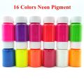 16Colors Neon Phosphor Powder Nail Art Pigment Dust Nail Glitter Fluorescent Powder Soap Dye Eye Powder Manicure Nails Art.