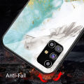 Biruiqu For Samsung Galaxy M31s Shockproof Fashion Marble Tempered Glass Back Case Cover. 