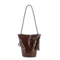 Paloma Wool first layer of oil wax cowhide vintage one-shoulder crossbody tassel bucket bag white Baihe same women's bag.
