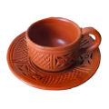 Matir Tea Cup 3 Set, Soil Tea Cup ( Cup And Piris) - Dinner Set - dinner set.