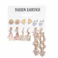 Trendy 6 Pairs = 12 Pcs Geometric Hoop Dangle Drop Butterfly Stud Earrings Set for Women - Pearl Earrings for Women Jewelry/ Earring for Girls. 