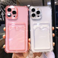 Alien Transparent Wallet Card Holder Case For iPhone 14 Pro Max 15 13 12 11 X XS XR 7 8 Plus Slot Bag Clear Shockproof Soft TPU Cover. 