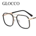 Retro Square Metal Big Frame Eyewear +1.75 Men Reading Glasses Stylish Designer Double Bridge Anti Blue Light Hyperopia Glasses. 