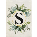 Monograms Letters S Garden Flag Floral Double Sided for Outside. 