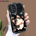Jizetin for Samsung A52 4G 5G A52S 5G Back Cover Kitten Playing Butterfly Cream Wavy Edge Soft Silicone Phone Case. 