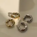 Thick Metal Hoops Earrings Statement Piece Y2k Style Irregular Shape Wave Hoop Earring Cold Color Exaggeration Design Metal Hoop Earring for Daily Wear Party Accessory Street Style Fashion Gift For. 