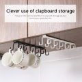 Kitchen double-row hook hanging cup holder household free punch creative design, nail-free, hanging in cabinets or wardrobe partitions, storage cups, kitchen utensils Professional safety design. 