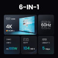 UGREEN USB C Hub 4K 60Hz, 6 in 1 Type C Dongle Adapter with 4K HDMI USB3.0 SD/TF Card Reader 100W PD Compatible for MacBook Pro Air HP XPS Yoga Chromebook Surface Go and More. 