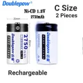 Doublepow C Size 1.2V 2750mAh Ni-Cd (AM2/MN1400/E93/LR14N/R14/UM2/HR14/LR15/U7522/KC) High Capacity Rechargeable Battery Pack - 2 Pieces. 