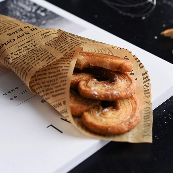 Wrap Parchment Paper Food Wrapping Grease Resistant Checkered Basket Liners Newspaper Print Non-Stick Wax Paper Sheets for Separate Burgers Cookies 200pcs Sandwich