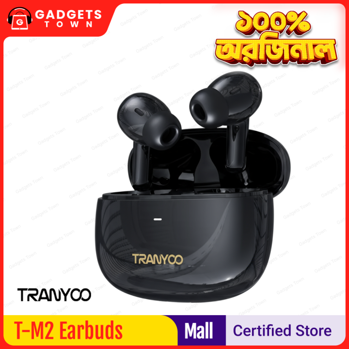 TRANYOO | T-M2 ANC+ENC TWS Wireless Earbuds | Bluetooth 5.4 (JL7006F8) | 7h Playtime, 250mAh Case | Low-Latency Game Mode | IPX4 Water Resistant | Type-C Charging | For Android & iPhone.