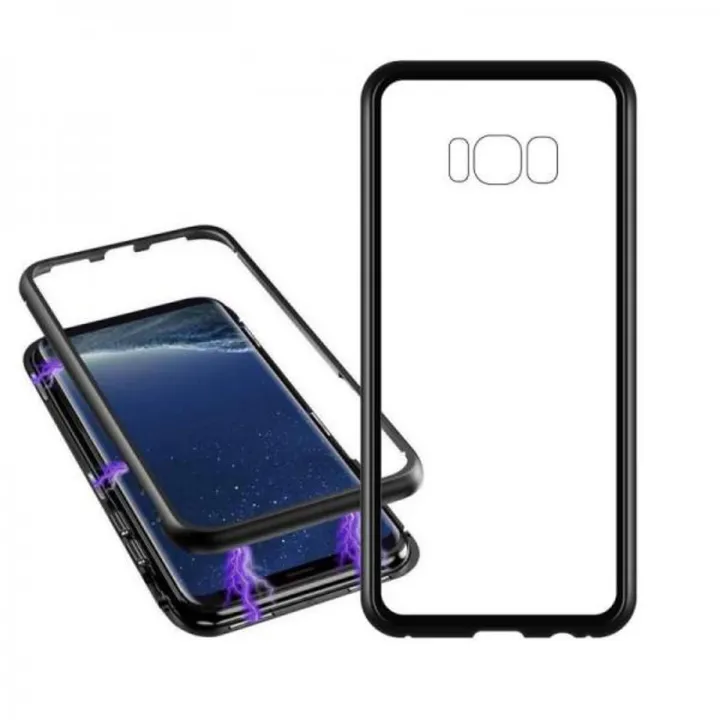 Samsung Galaxy S8 - 360 Degree Magnetic Adsorption Case Metal Frame Tempered Glass Back with Built-in Magnet Cover