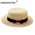 2022 simple Summer Parent-child Beach Hat Female Casual Panama Hat Lady Brand Women Flat brim Bowknot Straw cap girls Sun Hat. 
