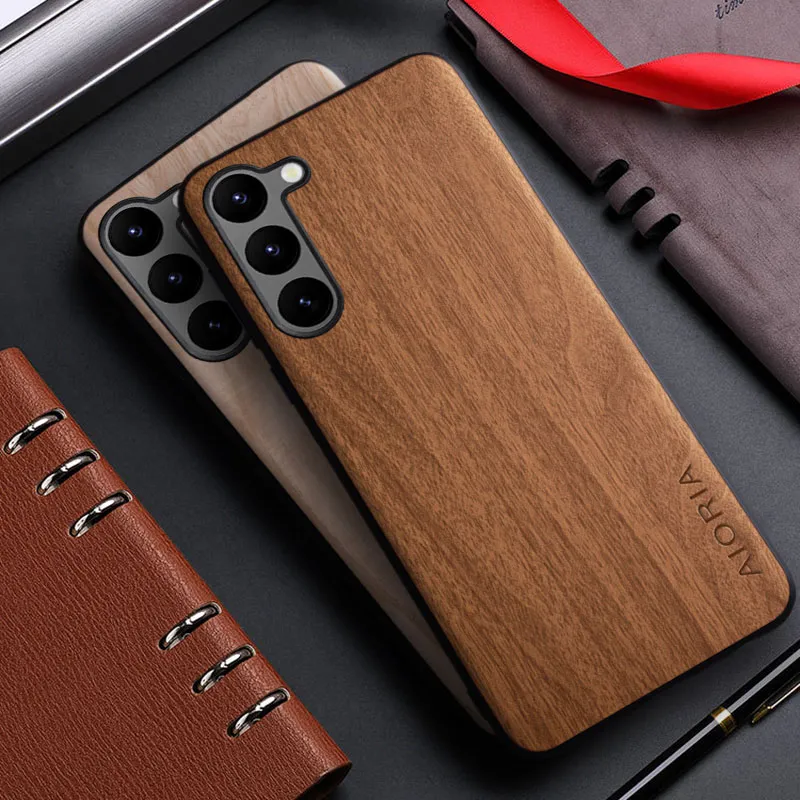 Case for Samsung galaxy s20 s21 s22 s23 Ultra plus FE 5G funda bamboo wood  pattern Leather back cover for galaxy s23 ultra case - Main Image