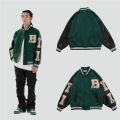 Men Varsity Bomber Jacket Harajuku Korea Bone Letter Patchwork Hip Hop Streetwear Single Bbreasted Baseball Coats Unisex College. 