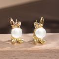 Elegant Premium Faux Pearl Earrings Fashion Studs Earrings Dangle Earrings Korean Style Pearl Rabbit Stud Earrings Wedding Party Ear Jewelry Accessories Girls.