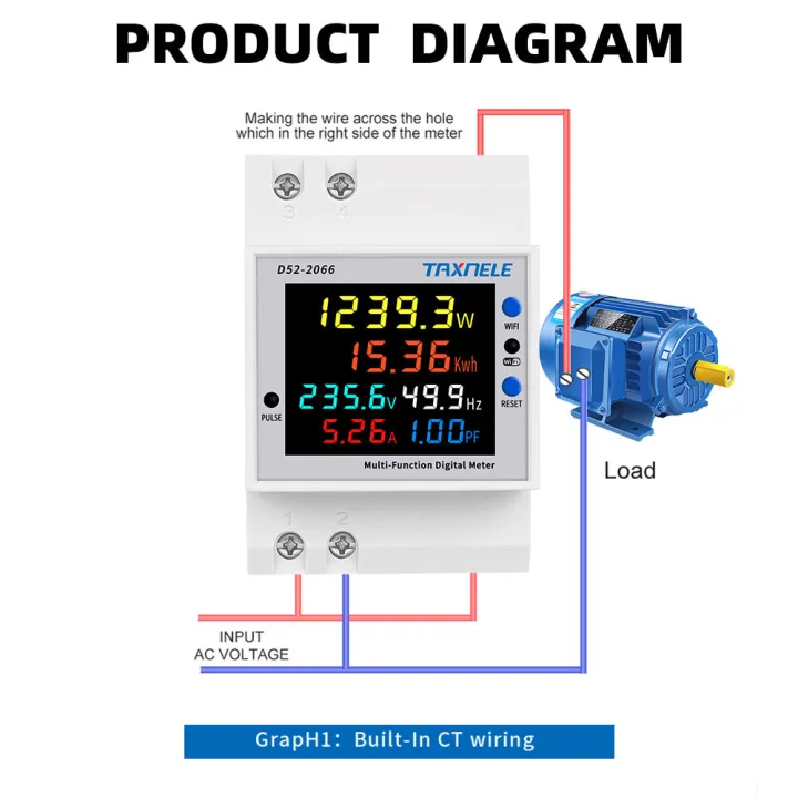 TAXNELE%206%20IN1%20Display%20D52-2066%20Smart%20Meter%20AC40-300V%20Built-in%20CT%20Monitor%20Voltage%20Current%20Power%20KWH%20Electric%20Frequency%20Meter%20-%20Image%205