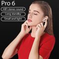 Pro 6 TWS Bluetooth Earphones for iPhone Wireless Bluetooth Headset Noise Cancelling Earbuds with Mic Pro6 Wireless Headphones. 