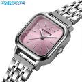 Women Watches Japan Quartz Movement 25mm Small Dial Square Quartz Watch Ultra-thin Alloy Case Stainless Steel Strap.