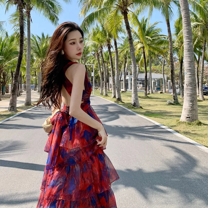 Single%20hell%20freezia%20kewei,%20same%20printed%20dress%20tall%20waist%20niche%20beach%20holiday%20dresses%20-%20Image%202