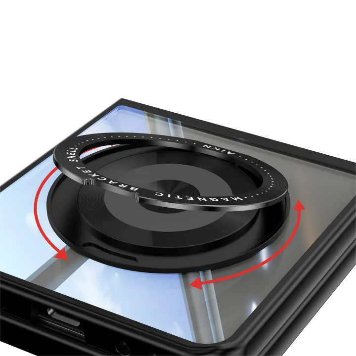 HODON%20360%C2%B0%20Rotatable%20Magnetic%20Kickstand%20Phone%20Case%20for%20Samsung%20Galaxy%20Z%20Flip%207%206%205%20TPU+PC%20Clear%20Shockproof%20Cover%20-%20Image%205