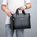 Men's Business Briefcases PU Leather Shoulder Messenger Bags Travel Handbag Totes For Macbook 13.3 14 15.4 inch Male Laptop Bag.
