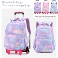 Children School Backpack Set with Wheels Students Bags for Girls Trolley Bag Cute Schoolbag Rolling Wheeled Backpack Child Girl.
