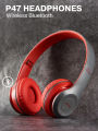 Wireless Headphones, P47 Bluetooth Over Ear Foldable Headset with Microphone Stereo Earphones-অরিজিনাল প্রডাক্ট এর দাম বেশি হয় - Headphone.