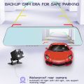 TOHAYIE 4.5 Inch Car Camera DVR Rearview Mirror Dash Cam Recorder Video Registrator HD 1080P Touch Screen Night Vision Car Dash with Rear Camera (with 32G TF Card). 
