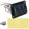 3Gang Aluminum Panel Toggle Dash 5 Pin ON/Off Pre-Wired Rocker Switch.
