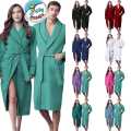 Soft Waffle Knit Shawl Robe – Lightweight Travel-Friendly Bathrobe.