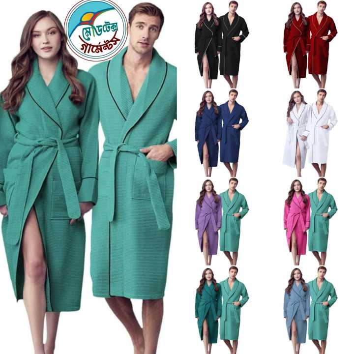 Soft Waffle Knit Shawl Robe – Lightweight Travel-Friendly Bathrobe