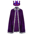 Adult Kids Cape King Prince Cosplay Costume Crown Shawl Parent-child Activity Party Performance Costume Halloween Cloak. 