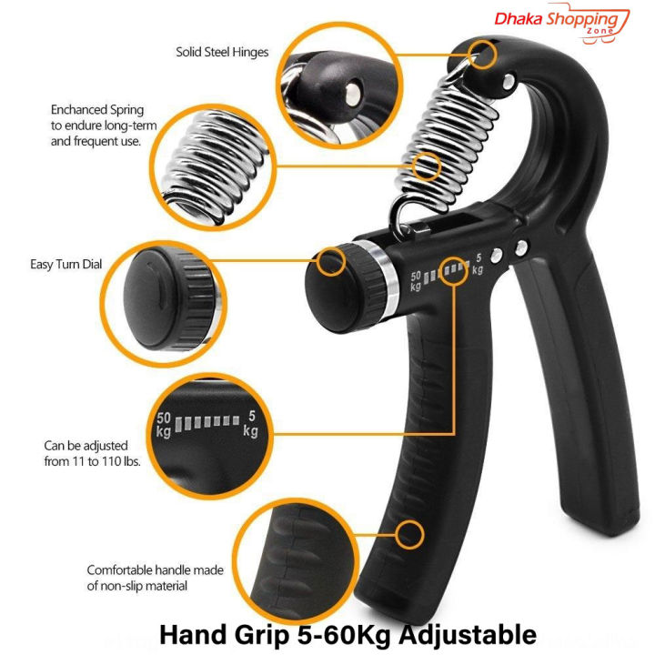 Hand Grip 5-60Kg Adjustable Hand Strengthener Grip Trainer - Hand Grip-Hand Strengtheners-Dhaka shopping zone