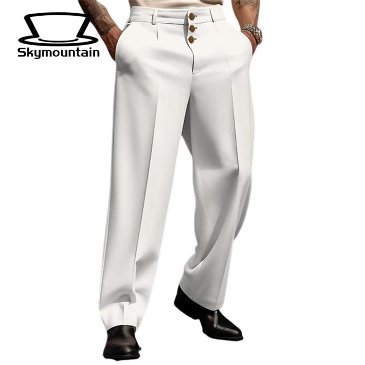 Men Loose Trousers Classic Men's Business Pants with Pockets