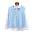 Korean Fashion Women's Sweater Vest 2024 New Spring Autumn Twist Knitted Loose V Neck Sleeveless Pullover Female Jupmer Tops. 