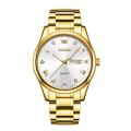 Olevs 5563 Golden Stainless Steel Analog Wrist Watch For Men. 