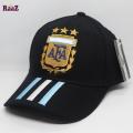 Black Argentina Three Star Cotton Curved Cap. 