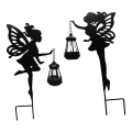 2Pcs Metal Fairy Solar Light Outdoor Black Yard Decorations for Lawn,Patio,Courtyard.