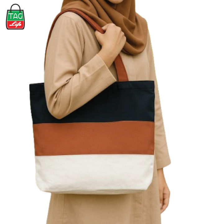 TAG%20Lifestyle%20Multicolor%20Canvas%20Tote%20Bag/Fashionable%20Mixed%20Color%20Tote%20Bag%20With%20Zipper%20Enclosure%20for%20girls%20For%20University/College/Trendy%20Fashionable%20Women%20-%20Image%205