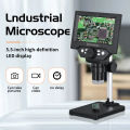 5.5-inch LCD Display Electron Microscope 10 Megapixel Industrial Microscopes Digital Electronic Maintenance Magnifying Glass 1000x Magnification 8LED Light Intensity Adjustable Photos Videos Playback Mode. 