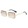 Fashion Rimless Rectangle Sunglasses Women Men Alloy Trendy Brand Small Square Sun Glasses Gradient Black Lens Shades UV400. 