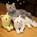 INS Lifelike Real Prone Cat Plush Doll Stuffed Pure Colors Grey White Yellow Kitten Toy Pets Animal Kids Gift. 