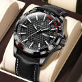 POEDAGAR 895 Man Wristwatch Top Luxury Waterproof Luminous Date Week Watch For Men- Quartz Sport Leather Men's Watches - Watch For Men.