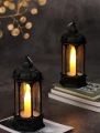 1 Pcs Acrylic Antique LED Hurricane Lantern Lamp, Wall Hanging Led String Light Holder for Wall Home, Drawing, Living Room, Bedroom, Restaurant, Wall Decor for Christmas.