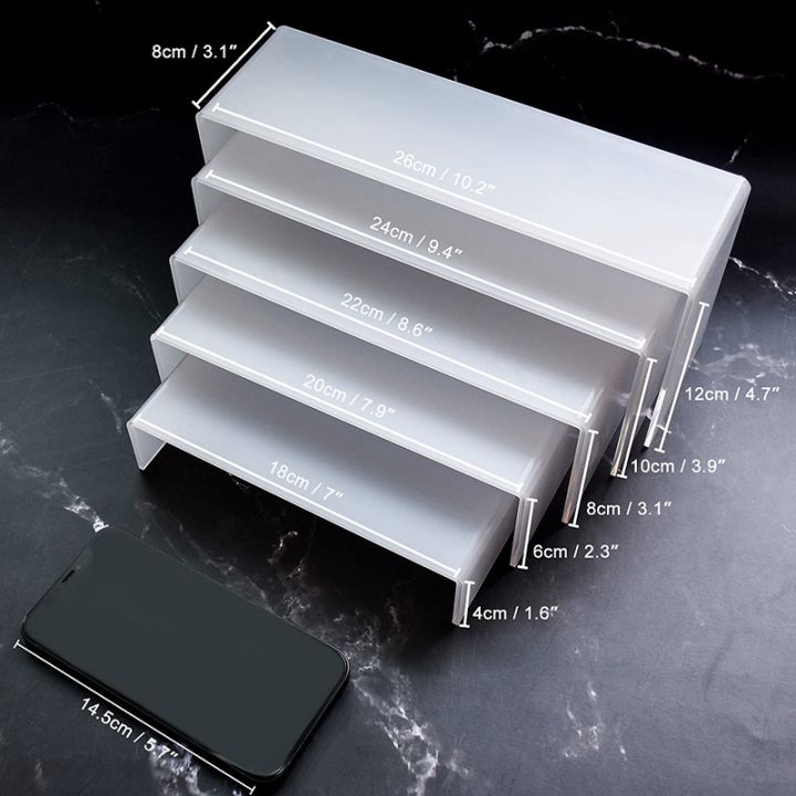 5%20Pack%20Clear%20Acrylic%20Display%20Risers,%205%20Sizes%20Acrylic%20Jewelry%20Display%20Riser%20Shelf%20Showcase%20Fixtures%20for%20Cake,%20Display%20-%20Image%205