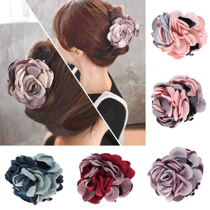 Fashion Fabric Big Rose Flower Claw Clips For Women Hair Clip Elegant Girl Hair Pins Hair Accessories Yao Store