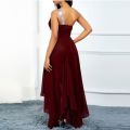 Women One Shoulder A-line Maxi Dress Summer Fashion Diagonal Collar Asymmetrical Hemline Party Dress Elegant Ladies Vestido. 